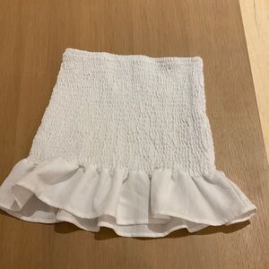 Mango White Ruffled Mini Skirt